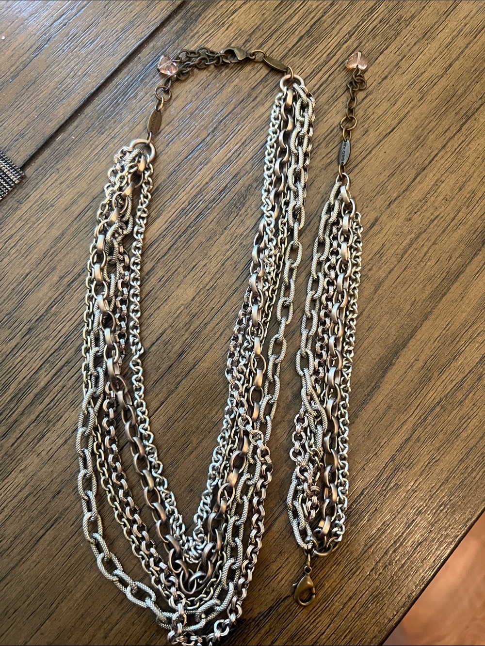 Authentic Sabika Multi-Chain Two-Tone necklace and bracelet set Gold and silver